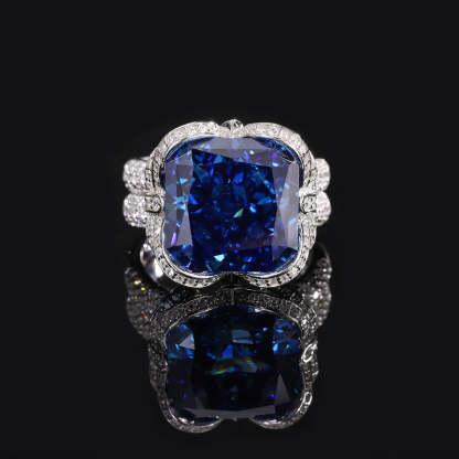 S925 Silver Hot Sale High Carbon Diamond Radiant Cut Royal Blue Pendant Ring 14*14 Earrings 10*10 Women's Set-Mix MIx Style