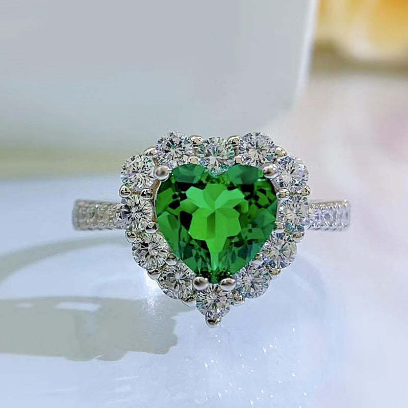 Mujing Jewelry 2023 new high 3ct carbon diamond 925 sterling silver ring inlaid with 8*8 heart-shaped luxury full diamond retro ring-Mix MIx Style