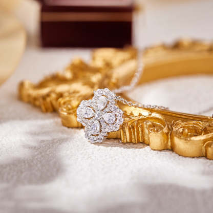 Internet celebrity's same large four-leaf clover necklace S925 silver gold-plated high-end temperament women's flower-shaped short clavicle chain-Mix MIx Style