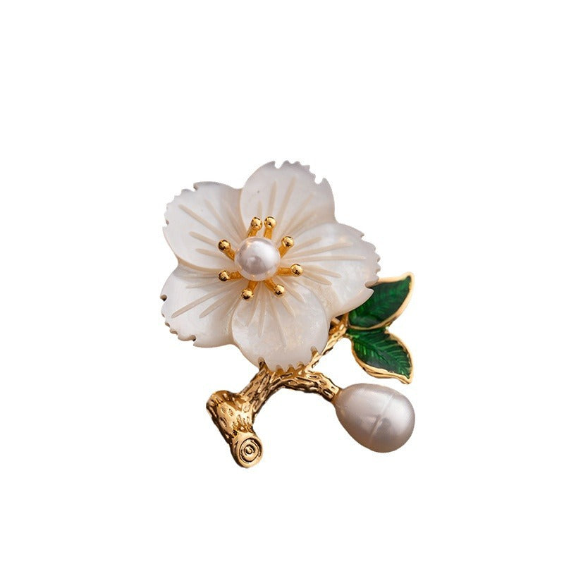 Natural pearl brooch female fritillary flowers fresh pastoral style 2024 spring and summer corsage high-end temperament clothing-Mix MIx Style