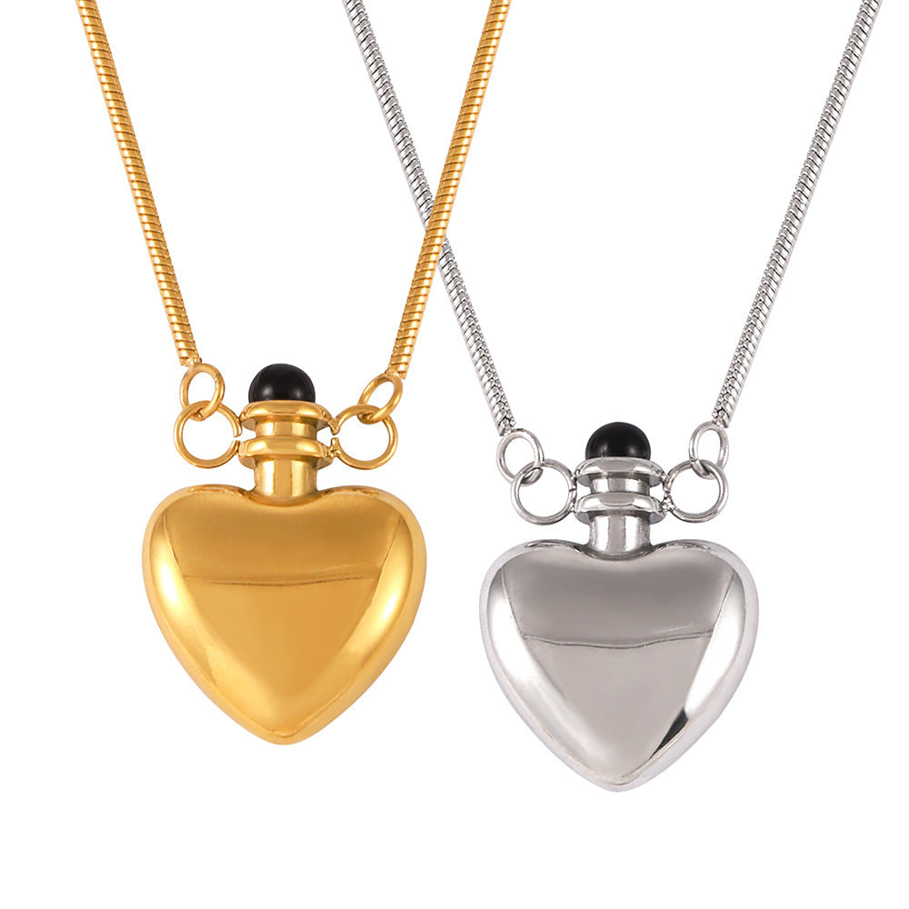 Vintage Solid Heart Pendant Black Akoya Pearl Luxury 18k Vermeil/White Gold Plated Necklace Jewelry | Mix Mix Style-Mix MIx Style