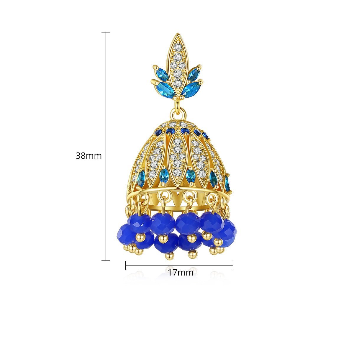 Multicolor Tassel Bell Shaped Moissanite Diamonds Luxury 18k Vermeil Gold Plated Vintage Retro Drop Earrings | Mix Mix Style-Mix MIx Style