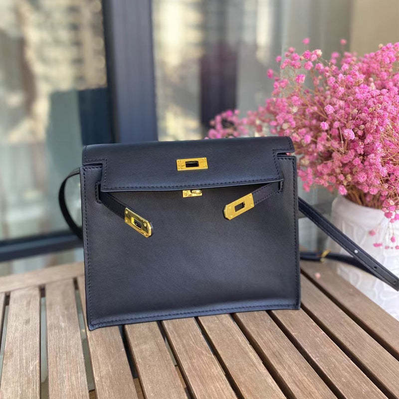2024 Spring and Summer New Kelly Bag Genuine Leather Fashion Retro One-shoulder Dance Bag Temperament Young Simple Crossbody Bag-Mix MIx Style
