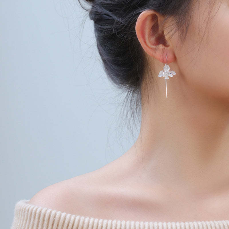 Looking for original butterfly and orchid S925 sterling silver elegant, intellectual, aesthetic, literary and artistic temperament butterfly orchid earrings-Mix MIx Style