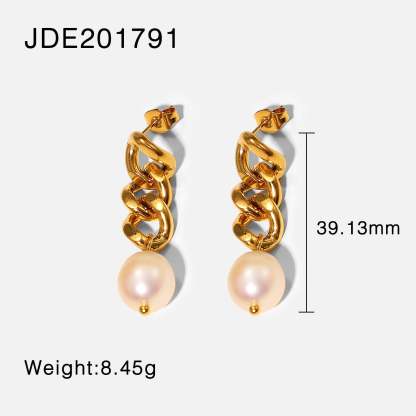 Classic Timeless White Akoya Pearls & Moissanite Diamonds Elegant 18k Vermeil Gold Plated Hoop/Drop Earrings | Mix Mix Style-Mix MIx Style