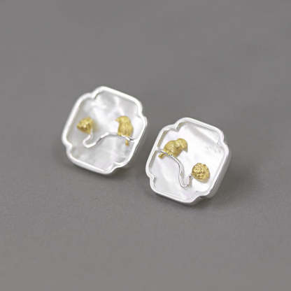 Wusikaoshi S925 sterling silver original design new Chinese style bird lotus cloud window white shell tassel earrings-Mix MIx Style