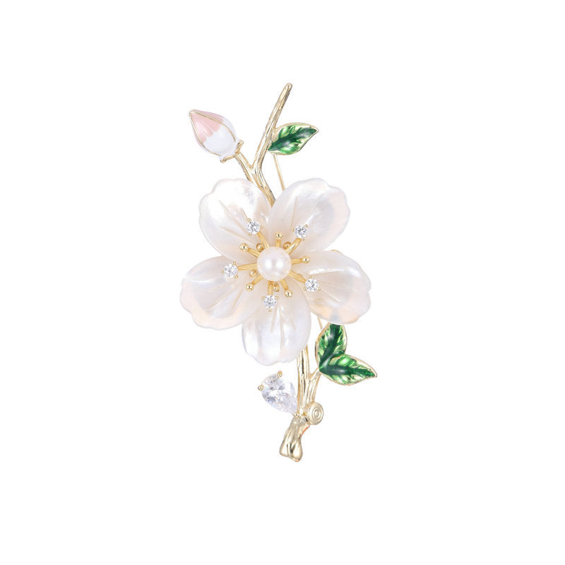 New autumn and winter coat accessories corsage fixed clothing pin high-grade natural mother-of-pearl shell flower brooch-Mix MIx Style