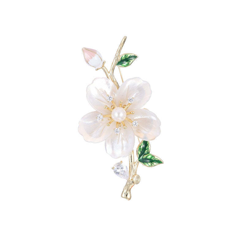 New autumn and winter coat accessories corsage fixed clothing pin high-grade natural mother-of-pearl shell flower brooch-Mix MIx Style