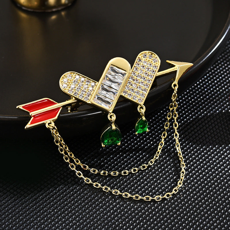 Design sense, all-match, light luxury, elegant, personality, one-arrow-through-the-heart tassel brooch, anti-exposure accessories, unisex brooch-Mix MIx Style