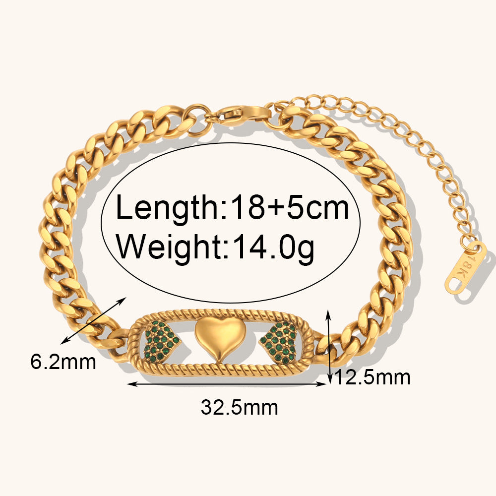 Thick Chain Retro Classic Hearts Pink Diamonds Luxury 18k Vermeil Gold Plated Necklace Jewelry | Mix Mix Style-Mix MIx Style