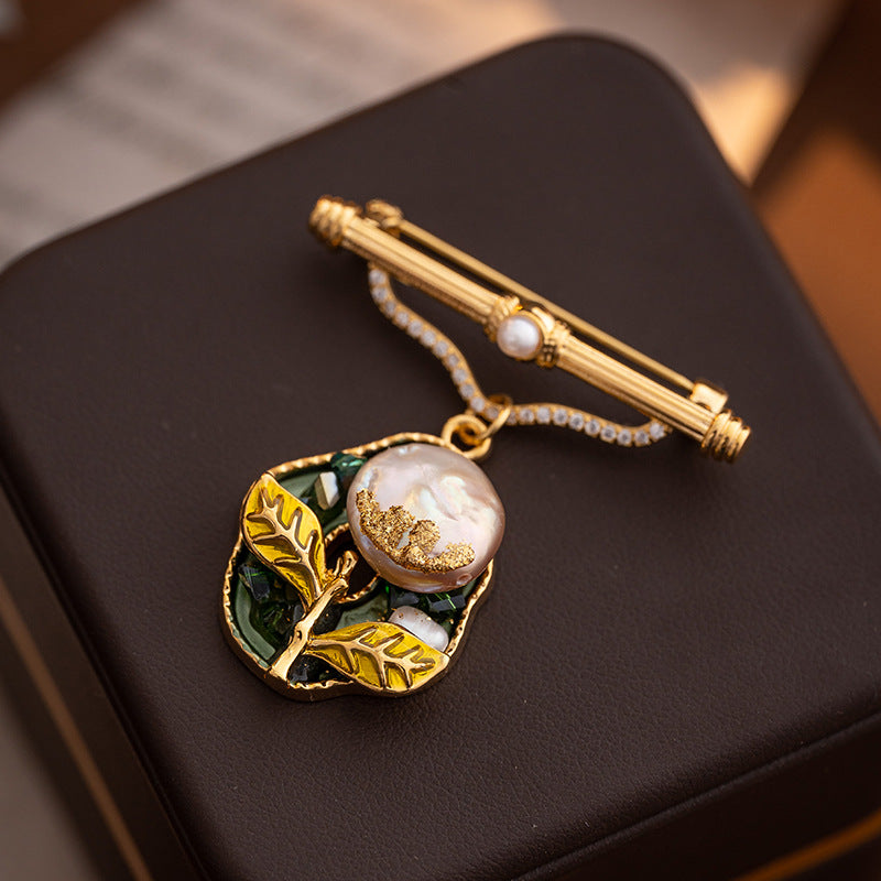Natural pearl brooch female fritillary flowers fresh pastoral style 2024 spring and summer corsage high-end temperament clothing-Mix MIx Style
