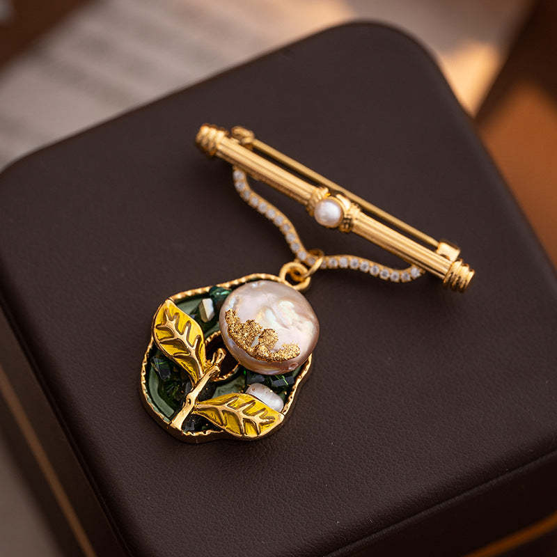 Natural pearl brooch female fritillary flowers fresh pastoral style 2024 spring and summer corsage high-end temperament clothing-Mix MIx Style