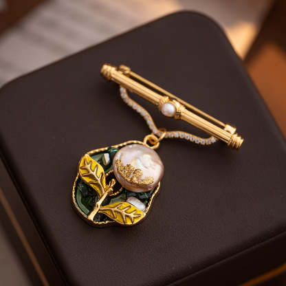 Natural pearl brooch female fritillary flowers fresh pastoral style 2024 spring and summer corsage high-end temperament clothing-Mix MIx Style