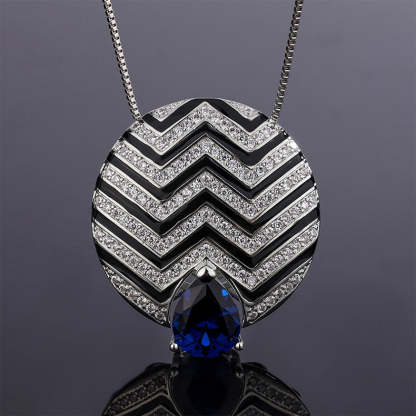 Pink & Blue Vintage Pendant Pear Cut Diamond Luxury 18k White Gold Plated Necklace Earrings Jewelry Set | Mix Mix Style-Mix MIx Style
