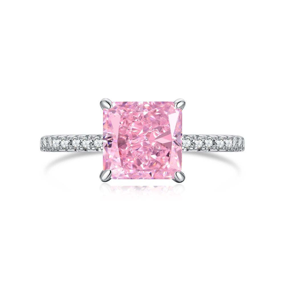 Elegant White Princess Cut Moissanite Diamond 3ct 18k White Gold Plated Engagement Ring | Mix Mix Style-Mix MIx Style