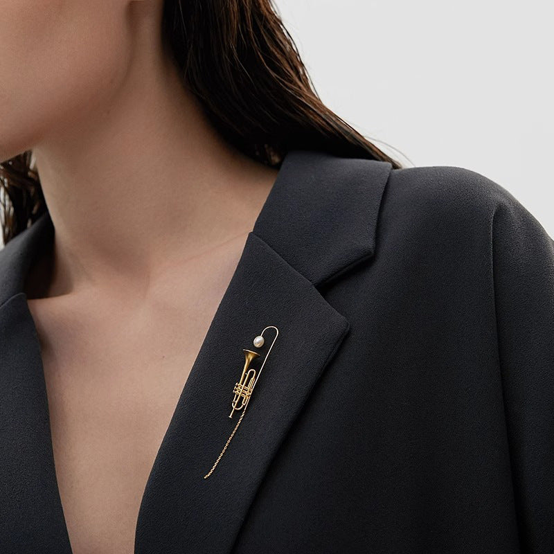 Looking for master's toys 925 sterling silver jewelry original niche design jazz musical instrument trumpet brooch-Mix MIx Style