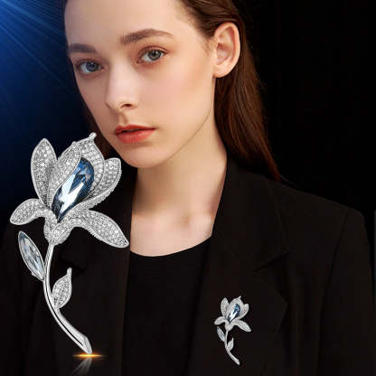 Tulip brooch high-end 2023 new fashion female temperament brooch autumn and winter crystal pin for elders and mothers-Mix MIx Style