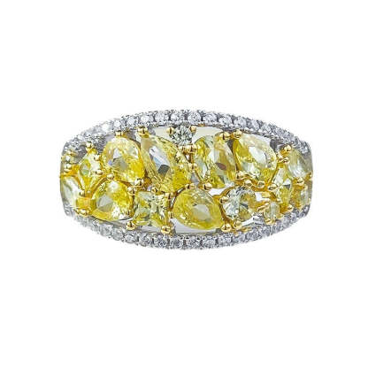 Yellow High Elegant Pear Cut Moissanite Diamonds 18k White Gold Plated Engagement Ring | Mix Mix Style-Mix MIx Style