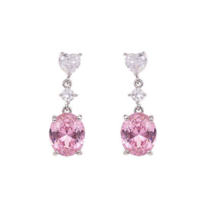s925 silver needle girlish fresh temperament niche earrings trendy small and simple trendy flash love oval zircon earrings-Mix MIx Style