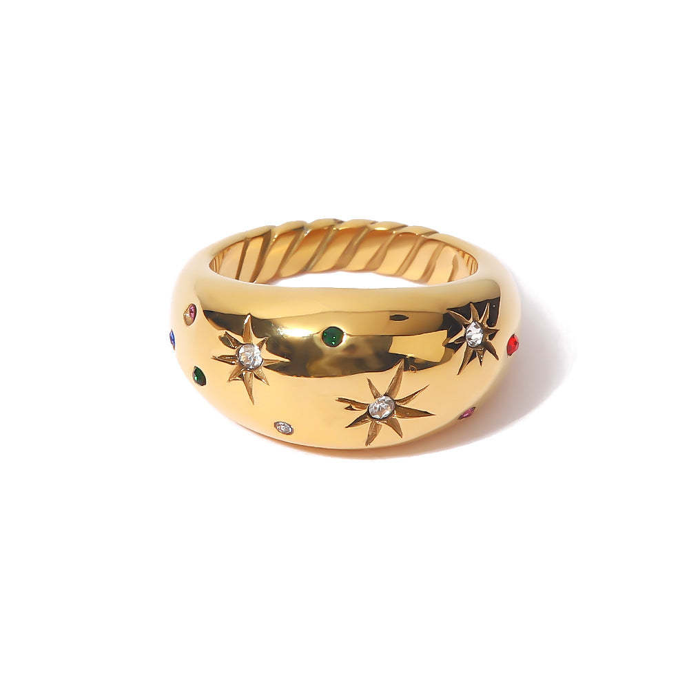 French light luxury high-end retro fashion six-pointed star zircon ring ins cold style fashion hand jewelry female trend-Mix MIx Style