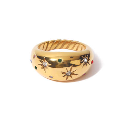 French light luxury high-end retro fashion six-pointed star zircon ring ins cold style fashion hand jewelry female trend-Mix MIx Style