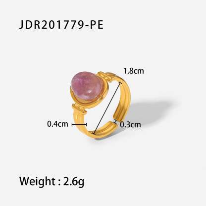 European and American retro stainless steel ring 18k gold plated ring inlaid with malachite jewelry wholesale-Mix MIx Style