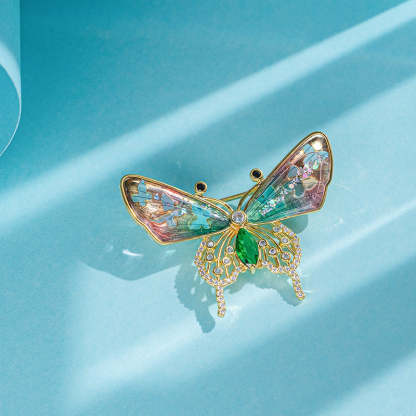 Xiliang Concubine light luxury high-end niche gradient crystal butterfly brooch female high-end temperament insect zircon pin-Mix MIx Style