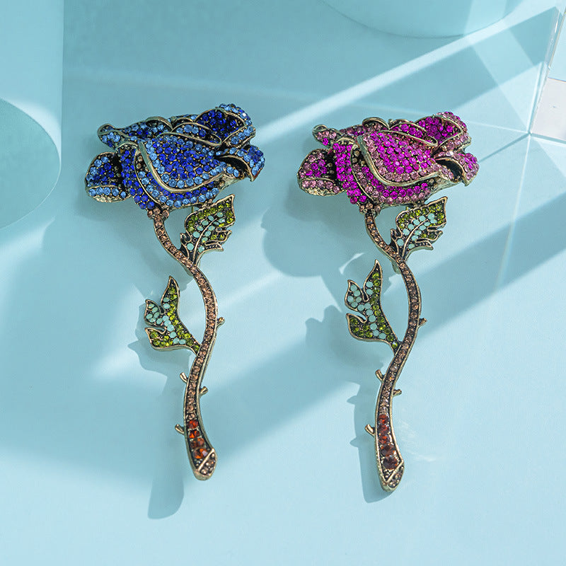 Xiliang Concubine Retro High-end Super Large Full Diamond Crystal Rose Brooch Luxury Heavy Industry Foreign Trade Wholesale Hot Selling-Mix MIx Style
