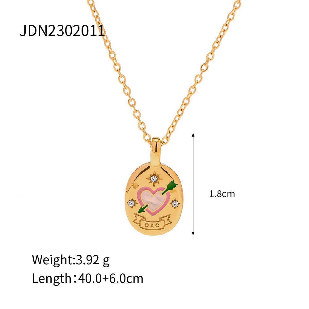 Gold Vintage Jewelry Circle Pendant 18K Gold Plated Chain Necklace | Mix Mix Style [Hot Seller]-Mix MIx Style