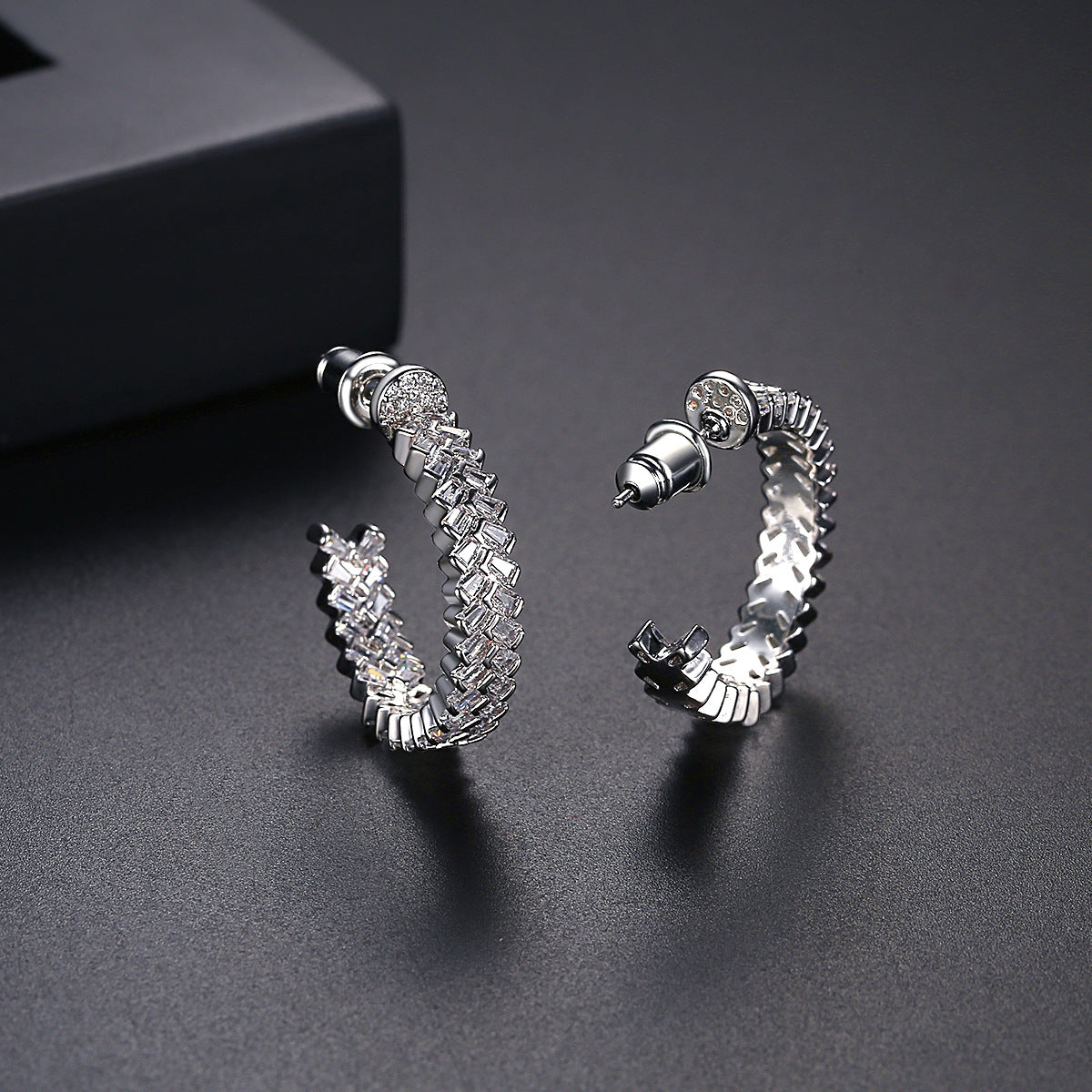 Trendy Multicolor Moissanite Diamonds Elegant 18k Vermeil/White Gold Plated Vintage Hoop Earrings | Mix Mix Style-Mix MIx Style