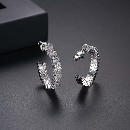 Trendy Multicolor Moissanite Diamonds Elegant 18k Vermeil/White Gold Plated Vintage Hoop Earrings | Mix Mix Style-Mix MIx Style