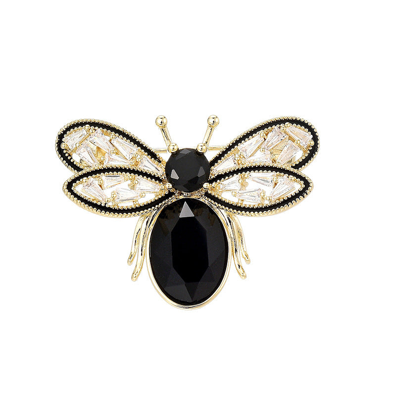 New INS European style personality simple small fragrance style crystal bee brooch coat suit accessories gift wholesale-Mix MIx Style