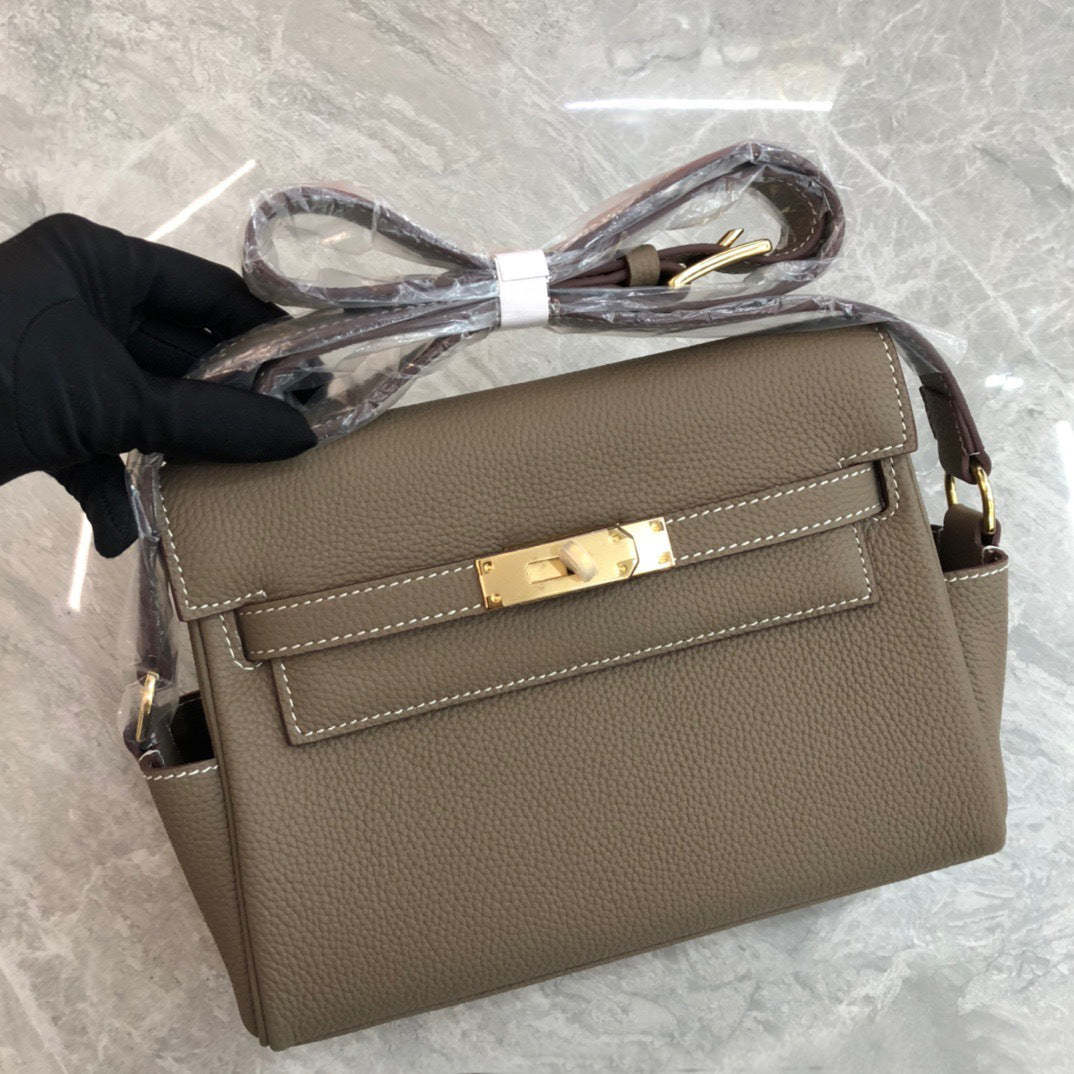 2024 new togo first layer cowhide Kelly bag fashionable and atmospheric genuine leather messenger bag large capacity shoulder crossbody bag-Mix MIx Style