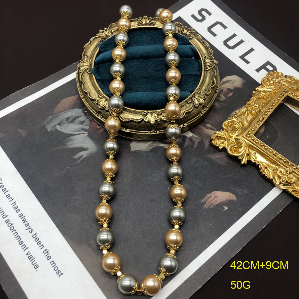 Elegant Champagne Vintage Classic Akoya Pearls Luxury 18k Gold Plated Necklace Earrings Jewelry Set | Mix Mix Style-Mix MIx Style