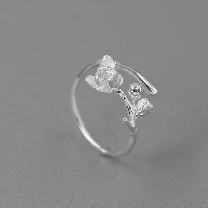 Flower Timeless Delicate 18k White/Vermeil Gold Plated Luxurious Open 