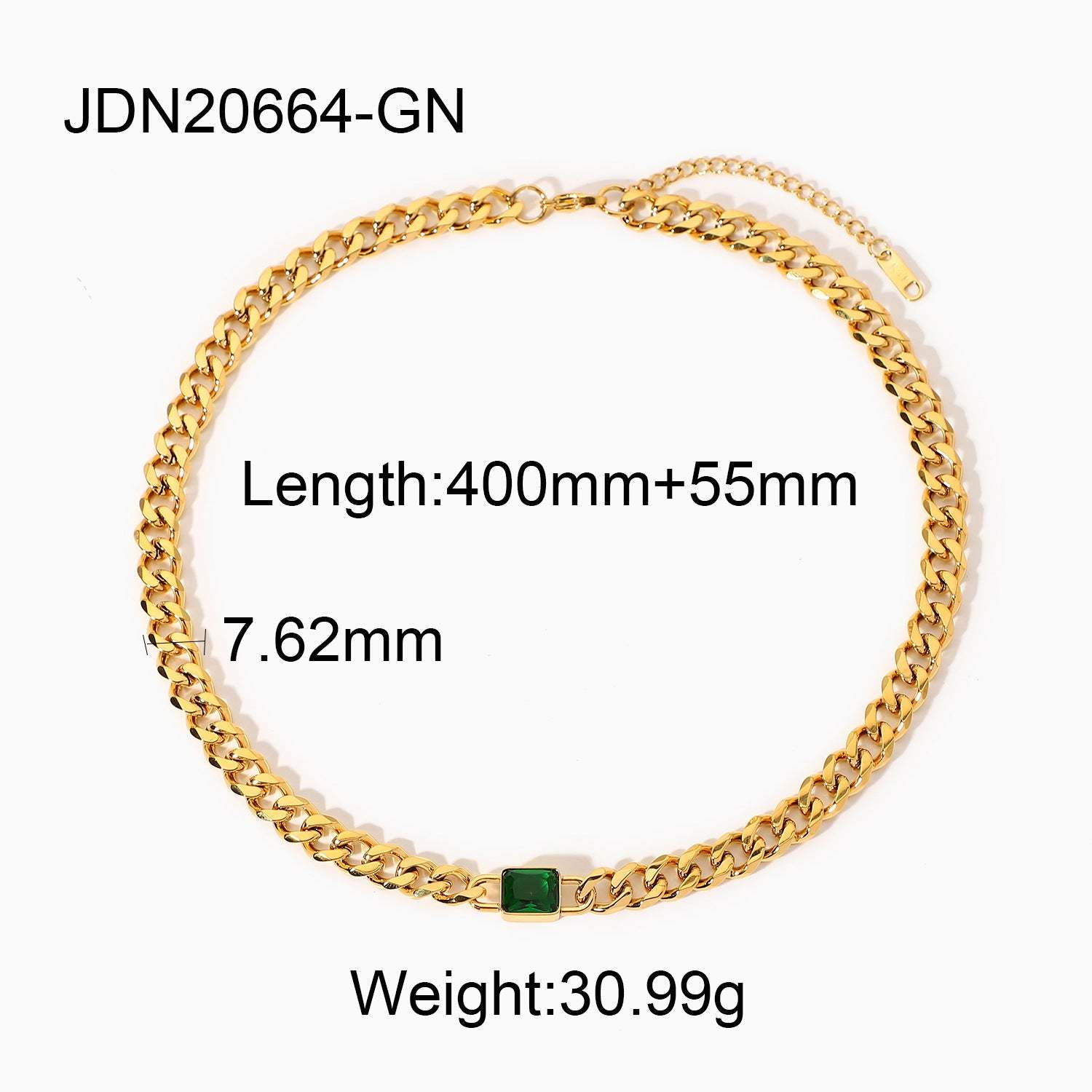 Retro Classic Green Radiant Diamond Pendant Luxury 18k Gold Plated Necklace Earring Bracelet Jewelry Set | Mix Mix Style-Mix MIx Style