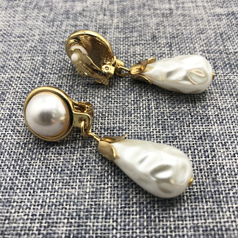 White Elegant Akoya Pearl & Moissanite Diamonds 18k Vermeil Gold Plated Drop Earrings | Mix Mix Style-Mix MIx Style