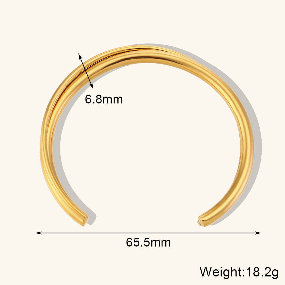 Minimalist Double Layer Retro Classic Elegant 18k Vermeil Gold Plated Open Cuff Bracelet Jewelry | Mix Mix Style-Mix MIx Style