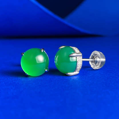 Minimalist Dainty Classic Green Claw Moissanite Diamonds 18k White Gold Plated Stud Earrings | Mix Mix Style-Mix MIx Style
