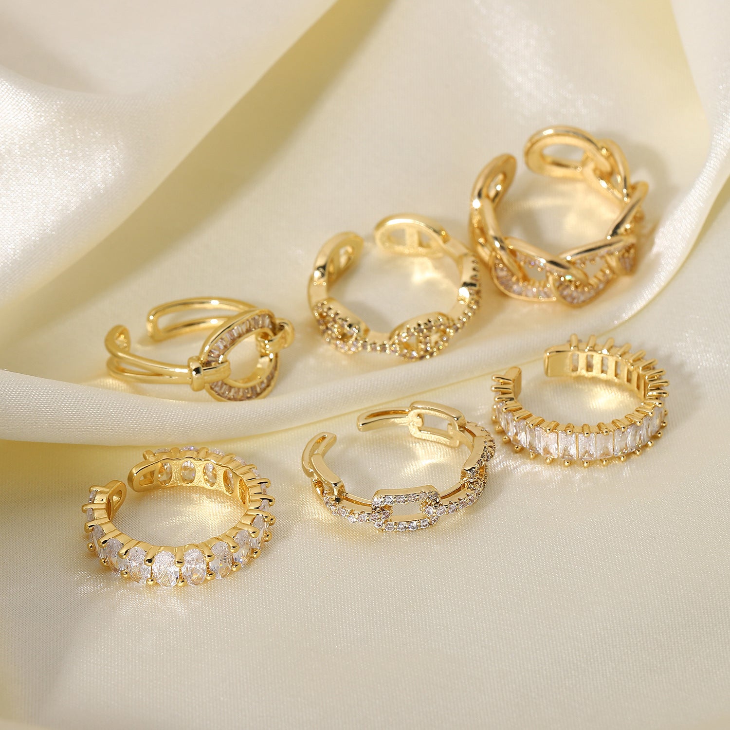18k Gold Plated High-End Moissanites Opening Ring | Mix Mix Style [Hot Seller]-Mix MIx Style
