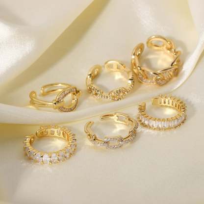 18k Gold Plated High-End Moissanites Opening Ring | Mix Mix Style [Hot Seller]-Mix MIx Style