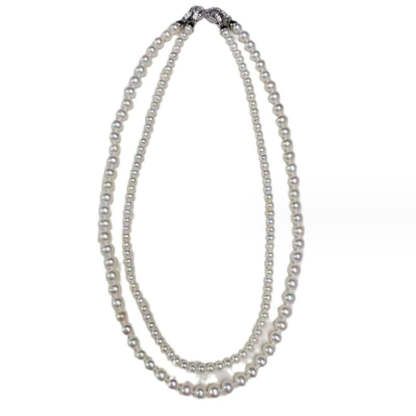 Double-Layer Vintage Retro White Akoya Pearls Elegant 18k Gold Plated Necklace Jewelry Set | Mix Mix Style-Mix MIx Style