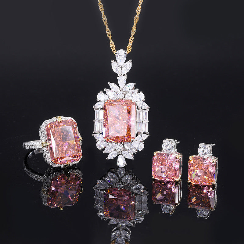 Moissanite Pink Diamond Soft Cushion Ring 18K Gold Plated Mix Mix Style [Hot Seller]-Mix MIx Style