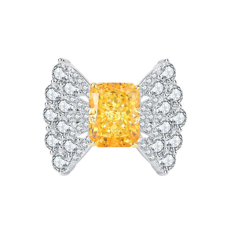 2022 New High Carbon Diamond 3ct Square 8*10 Bow Geometric Textured Women’s Ring Diamond S925 Silver-Mix MIx Style