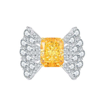 2022 New High Carbon Diamond 3ct Square 8*10 Bow Geometric Textured Women’s Ring Diamond S925 Silver-Mix MIx Style