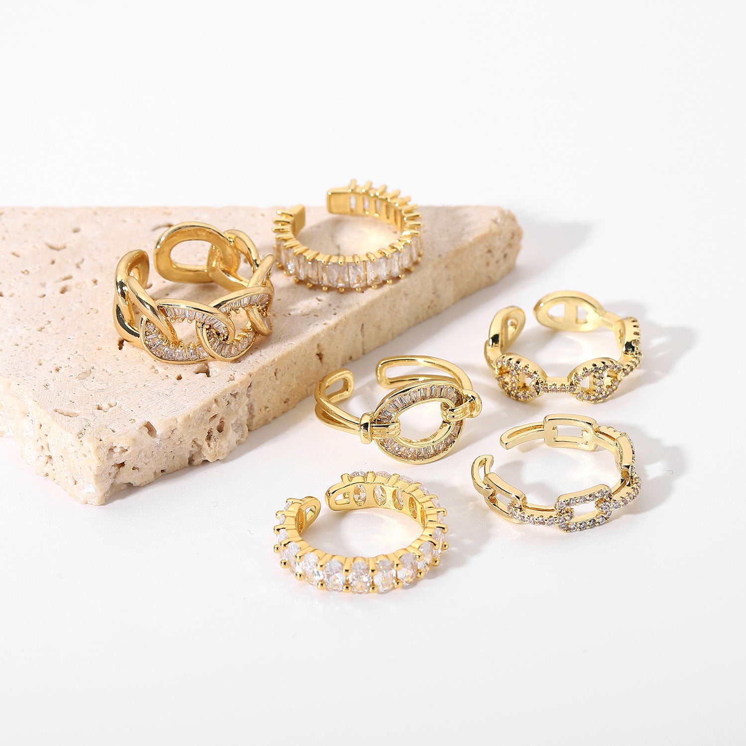 18k Gold Plated High-End Moissanites Opening Ring | Mix Mix Style [Hot Seller]-Mix MIx Style