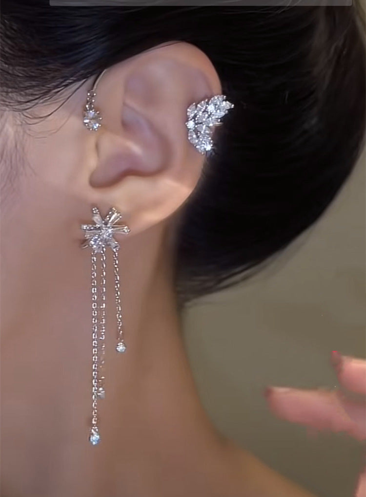 Rotating Flower Butterfly Earrings Niche Design 18k White Gold Plated Rotatable Earrings Non-pierced Earrings Jewelry Mix Mix Style [Hot Seller]-Mix MIx Style