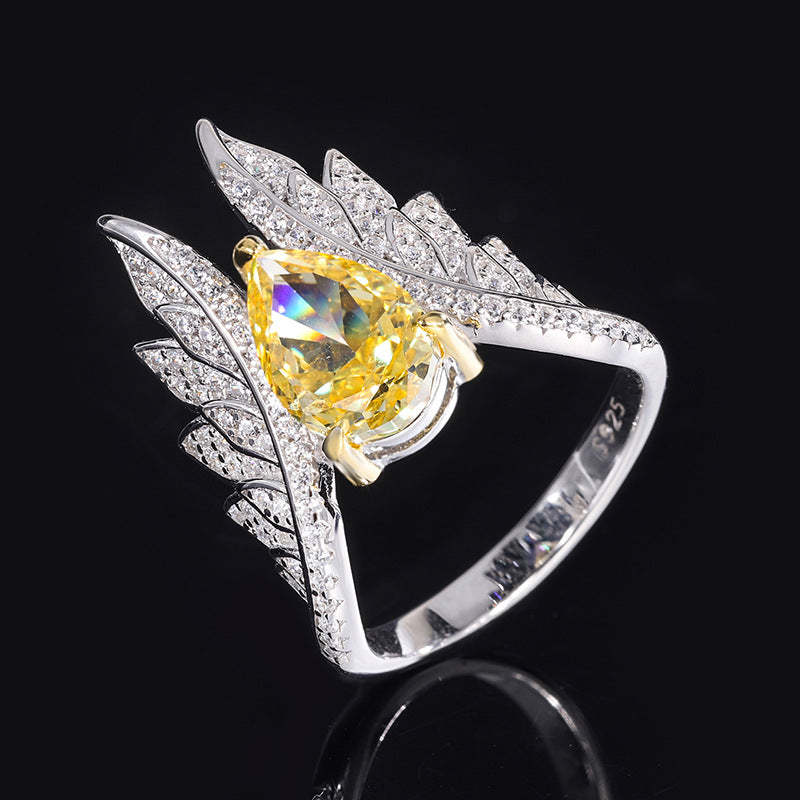 Moissanite Diamond Jewelry RingRing 7*10 Personalized Angel Wings Women’s Textur-Mix MIx Style