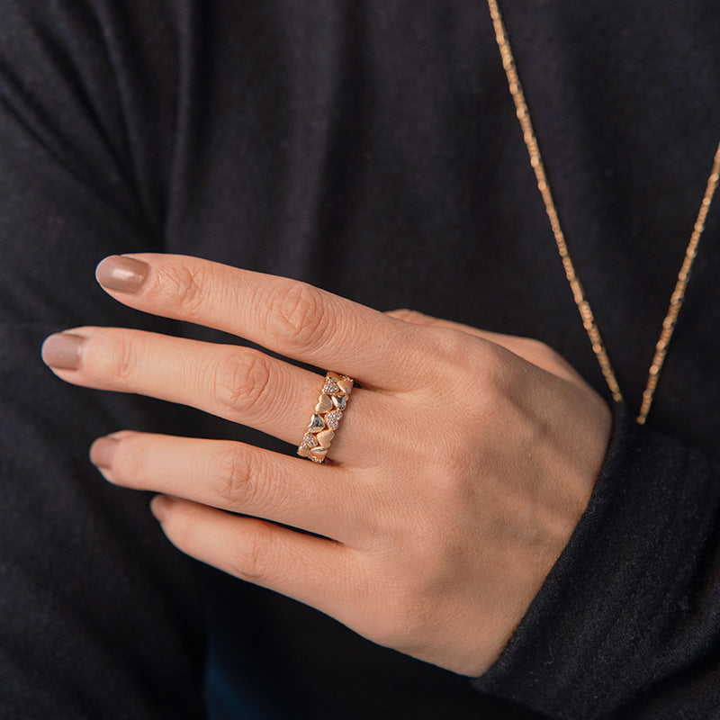 Sterling silver love ring S925 silver European and American light luxury temperament fashion niche brushed ring wholesale-Mix MIx Style