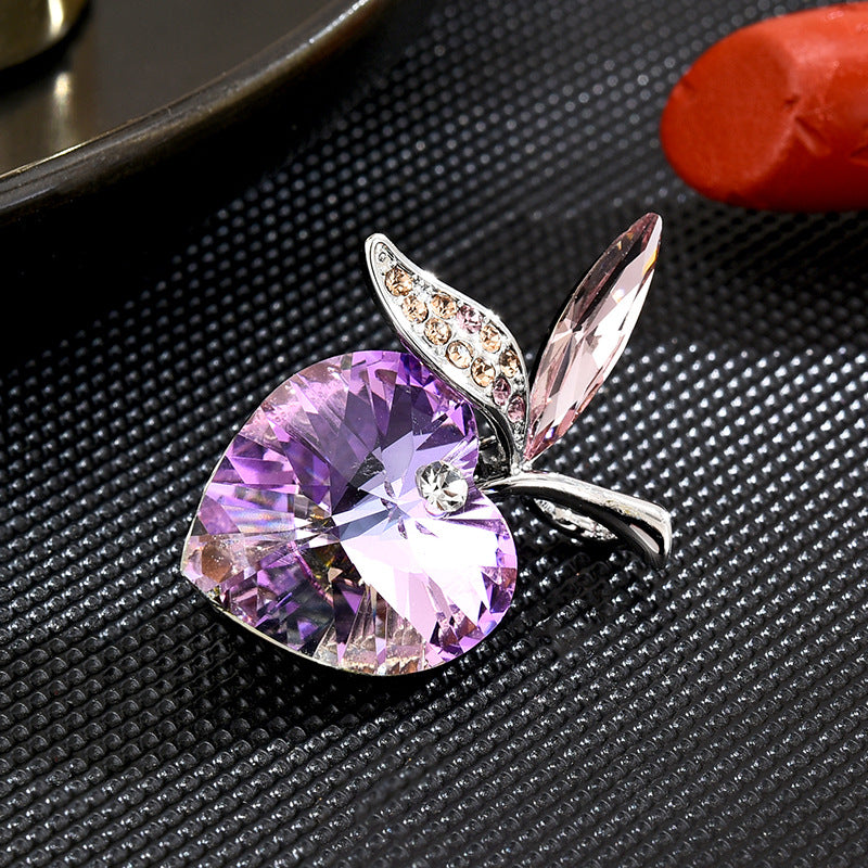INS new sweet pure cute love Austrian crystal cherry elegant exquisite brooch coat accessories female-Mix MIx Style